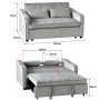 Sarantino Fenton Velvet 2-Seater Sofa Bed - Light Grey thumbnail 4