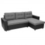 3-Seater Corner Sofa Bed With Storage Lounge Chaise Couch - Black Grey thumbnail 1