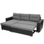 3-Seater Corner Sofa Bed With Storage Lounge Chaise Couch - Black Grey thumbnail 4
