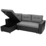 3-Seater Corner Sofa Bed With Storage Lounge Chaise Couch - Black Grey thumbnail 6
