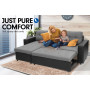 3-Seater Corner Sofa Bed With Storage Lounge Chaise Couch - Black Grey thumbnail 2