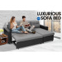 3-Seater Corner Sofa Bed With Storage Lounge Chaise Couch - Black Grey thumbnail 3