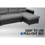 3-Seater Corner Sofa Bed With Storage Lounge Chaise Couch - Black Grey thumbnail 8