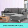 Linen Corner Sofa Couch Lounge L-shape with Left Chaise Seat Dark Grey thumbnail 4