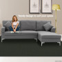 Linen Corner Sofa Couch Lounge L-shape with Left Chaise Seat Dark Grey thumbnail 5