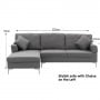 Linen Corner Sofa Couch Lounge L-shape w/ Right Chaise Seat Dark Grey thumbnail 4