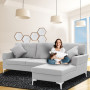 Linen Corner Sofa Couch Lounge L-shape w/ Left Chaise Seat Light Grey thumbnail 2