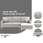 Linen Corner Sofa Couch Lounge L-shape w/ Left Chaise Seat Light Grey thumbnail 9