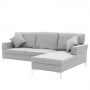 Linen Corner Sofa Couch Lounge L-shape w/ Left Chaise Seat Light Grey thumbnail 1