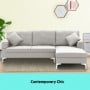 Linen Corner Sofa Couch Lounge L-shape w/ Left Chaise Seat Light Grey thumbnail 5