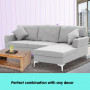 Linen Corner Sofa Couch Lounge L-shape w/ Left Chaise Seat Light Grey thumbnail 8