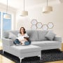Linen Corner Sofa Couch Lounge L-shape w/ Right Chaise Seat Light Grey thumbnail 2