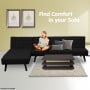 Sarantino 3-Seater Corner Sofa Bed Lounge Chaise Couch - Black thumbnail 2