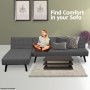 3-Seater Corner Sofa Bed with Lounge Chaise Couch Furniture Dark Grey thumbnail 6