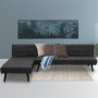 3-Seater Faux Leather Sofa Bed Lounge Chaise Couch Furniture Black thumbnail 2