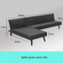 3-Seater Faux Leather Sofa Bed Lounge Chaise Couch Furniture Black thumbnail 5