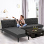 3-Seater Faux Leather Sofa Bed Lounge Chaise Couch Furniture Black thumbnail 9