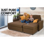 3-Seater Corner Sofa Bed With Storage Lounge Chaise Couch - Brown thumbnail 2