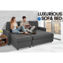 3-Seater Corner Sofa Bed With Storage Lounge Chaise Couch - Grey thumbnail 4