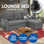 3-Seater Corner Sofa Bed With Storage Lounge Chaise Couch - Grey thumbnail 2