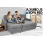 3-Seater Corner Sofa Bed With Storage Lounge Chaise Couch - Light Grey thumbnail 4