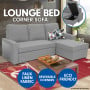 3-Seater Corner Sofa Bed With Storage Lounge Chaise Couch - Light Grey thumbnail 2