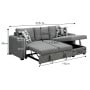 Fontana Pullout Sofa Bed with Storage Chaise Lounge  Sarantino - Grey thumbnail 2