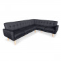 Faux Linen Corner Wooden Sofa Lounge L-shaped with Chaise Black thumbnail 1
