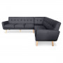 Faux Linen Corner Wooden Sofa Lounge L-shaped with Chaise Black thumbnail 3