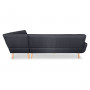 Faux Linen Corner Wooden Sofa Lounge L-shaped with Chaise Black thumbnail 4