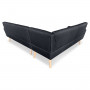Faux Linen Corner Wooden Sofa Lounge L-shaped with Chaise Black thumbnail 5