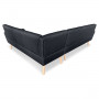 Faux Linen Corner Wooden Sofa Futon Lounge L-shaped with Chaise Black thumbnail 4