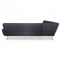Faux Linen Corner Wooden Sofa Futon Lounge L-shaped with Chaise Black thumbnail 5