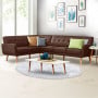 Faux Linen Corner Wooden Sofa Lounge L-shaped with Chaise Brown thumbnail 7