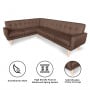 Faux Linen Corner Wooden Sofa Lounge L-shaped with Chaise Brown thumbnail 2