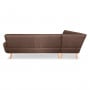 Faux Linen Corner Wooden Sofa Lounge L-shaped with Chaise Brown thumbnail 4
