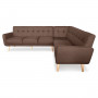 Faux Linen Corner Wooden Sofa Lounge L-shaped Futon with  Chaise Brown thumbnail 3