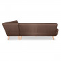 Faux Linen Corner Wooden Sofa Lounge L-shaped Futon with  Chaise Brown thumbnail 4
