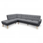Sarantino Faux Linen Corner Sofa Lounge L-shaped with Chaise Dark Grey thumbnail 1
