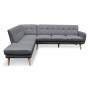 Sarantino Faux Linen Corner Sofa Lounge L-shaped with Chaise Dark Grey thumbnail 3