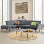 Sarantino Faux Linen Corner Sofa Lounge L-shaped with Chaise Dark Grey thumbnail 2