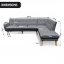 Sarantino Faux Linen Corner Sofa Lounge L-shaped with Chaise Dark Grey thumbnail 6