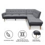 Sarantino Faux Linen Corner Sofa Lounge L-shaped with Chaise Dark Grey thumbnail 5