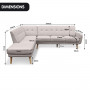 Sarantino Faux Linen Corner Sofa Lounge L-shaped Chaise Light Grey thumbnail 7