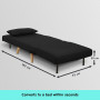 Adjustable Corner Sofa Single Seater Lounge Suede Bed Seat - Black thumbnail 9