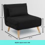 Adjustable Corner Sofa Single Seater Lounge Suede Bed Seat - Black thumbnail 10
