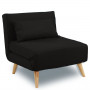 Adjustable Corner Sofa Single Seater Lounge Suede Bed Seat - Black thumbnail 1