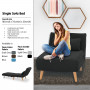 Adjustable Corner Sofa Single Seater Lounge Suede Bed Seat - Black thumbnail 3
