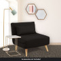 Adjustable Corner Sofa Single Seater Lounge Suede Bed Seat - Black thumbnail 4