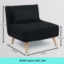 Adjustable Corner Sofa Single Seater Lounge Suede Bed Seat - Black thumbnail 8